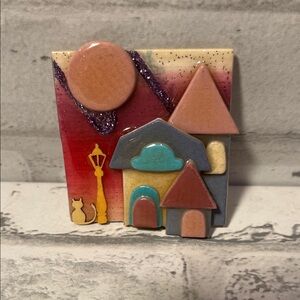 Vintage Colorful House Pins Brooch by Lucinda Yates